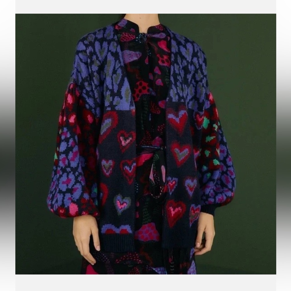 Colorful Heart Patterned Women's Sweater - Picture 5 of 15
